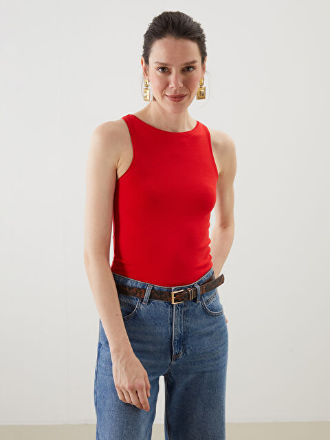 LCWAIKIKI Classic Bisiklet Yaka Kadın Atlet - S5N288Z8-KYV