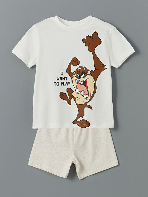 LCW baby Tazmanya Canavarı Baskılı Erkek Çocuk Tişört ve Şort 2'li - S5N300Z1-R9J