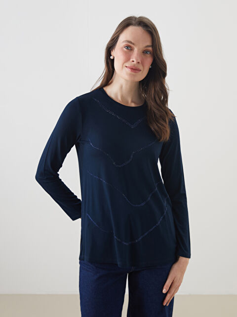 LCW Grace Bisiklet Yaka Taşlı Bluz - S5N301Z8-E1J