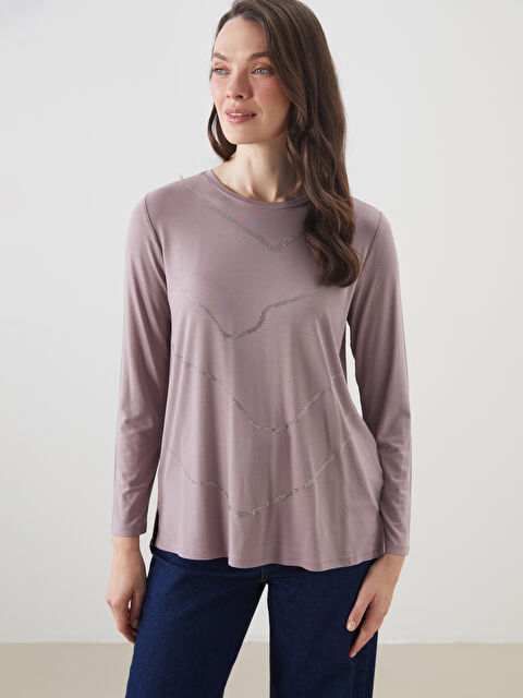 LCW Grace Bisiklet Yaka Taşlı Bluz - S5N301Z8-GPB