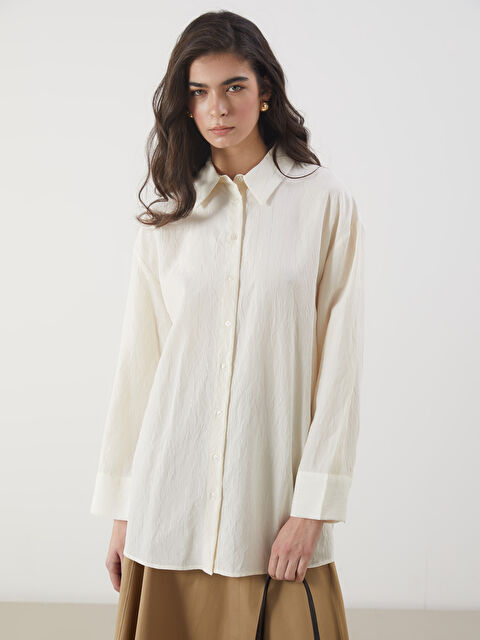 LCW Modest Çizgili Oversize Kadın Gömlek Tunik - S5N322Z8-LRA