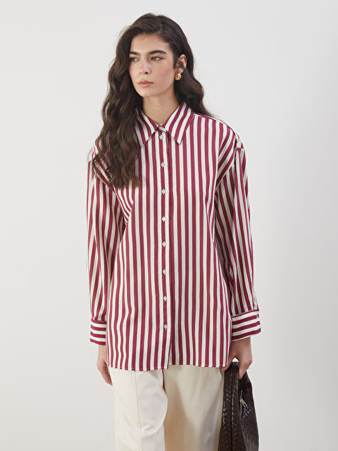 LCW Modest Çizgili Kadın Gömlek Tunik - S5N323Z8-LET