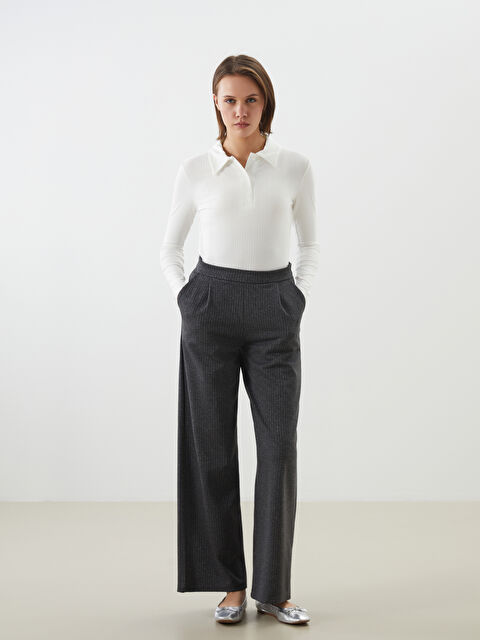 LCW Vision Beli Lastikli Çizgili Kadın Pantolon - S5N345Z8-CTH