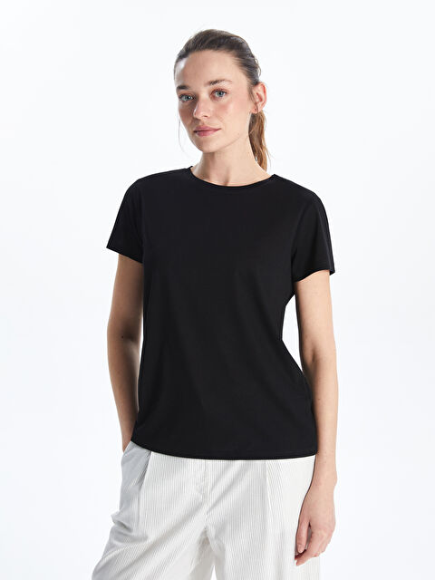 LCWAIKIKI Classic Bisiklet Yaka Kadın Tişört - S5N360Z8-CVL