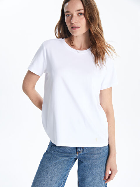 LCWAIKIKI Classic Bisiklet Yaka Kadın Tişört - S5N364Z8-Q6K