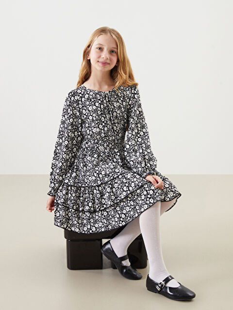 LCW Kids Bisiklet Yaka Çiçekli Kız Çocuk Elbise - S5N371Z4-LQJ