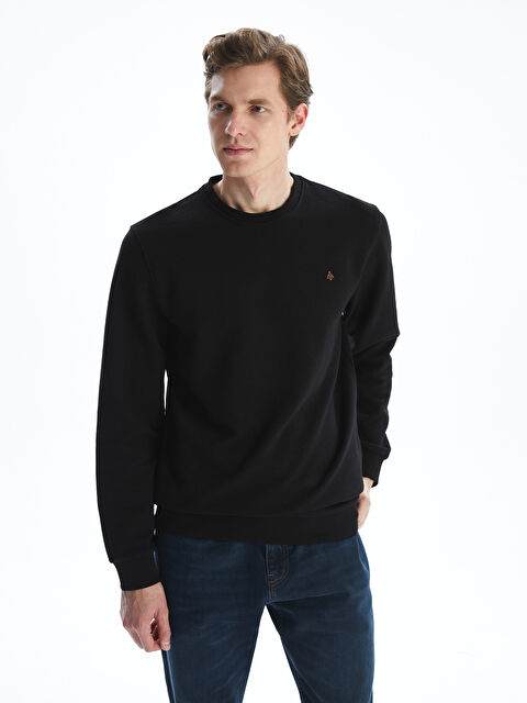 LCWAIKIKI Classic Bisiklet Yaka Uzun Kollu Baskılı Erkek Sweatshirt - S5N382Z8-CVL