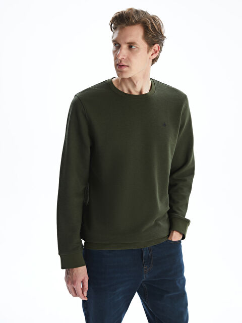 LCWAIKIKI Classic Bisiklet Yaka Uzun Kollu Baskılı Erkek Sweatshirt - S5N382Z8-HDL