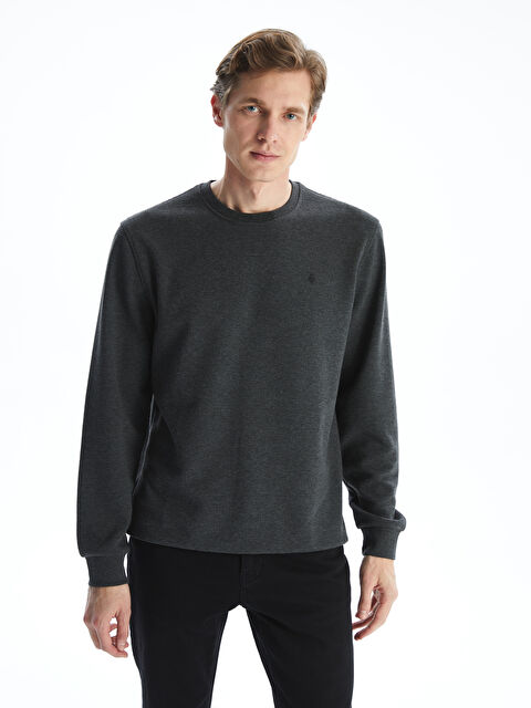 LCWAIKIKI Classic Bisiklet Yaka Uzun Kollu Baskılı Erkek Sweatshirt - S5N382Z8-Q1N