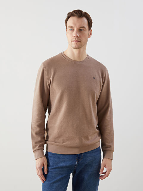 LCWAIKIKI Classic Bisiklet Yaka Uzun Kollu Baskılı Erkek Sweatshirt - S5N382Z8-YE2