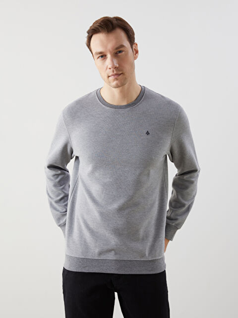 LCWAIKIKI Classic Bisiklet Yaka Uzun Kollu Baskılı Erkek Sweatshirt - S5N382Z8-YEG