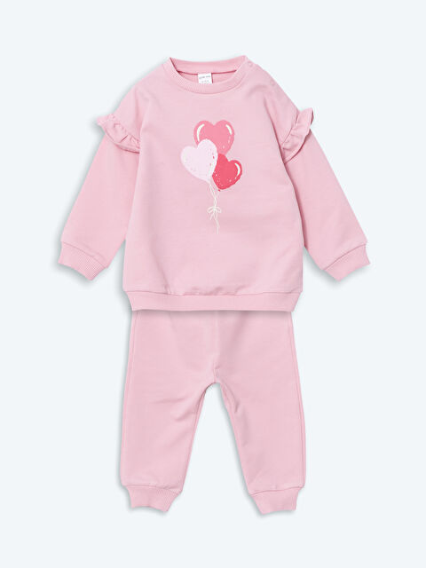 LCW baby Baskılı Kız Bebek Sweatshirt ve Eşofman Alt 2'li - S5N394Z1-YU0