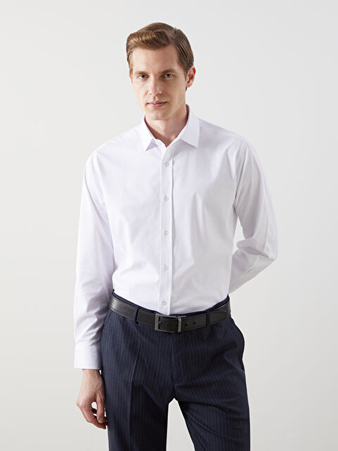 LCW BUSINESS Slim Fit Uzun Kollu Gabardin Erkek Gömlek - S5N407Z8-Q6K