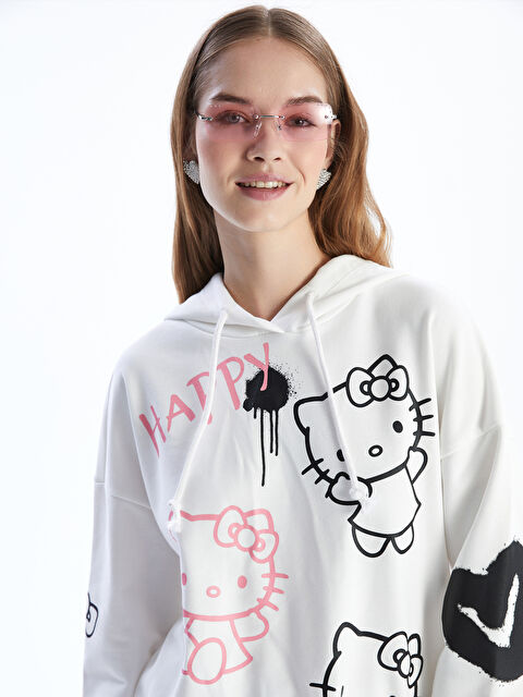 XSIDE Hello Kitty Baskılı Oversize Kadın Hoodie - S5N433Z8-R9J