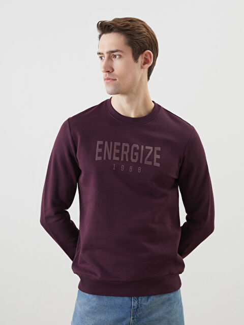 LCWAIKIKI Classic Bisiklet Yaka Uzun Kollu Baskılı Erkek Sweatshirt - S5N456Z8-YHP