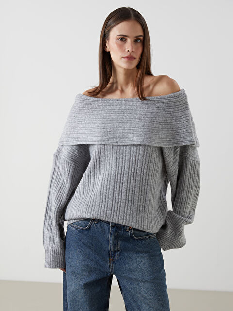 XSIDE Kayık Yaka Kadın Triko Kazak - S5N471Z8-ZFW