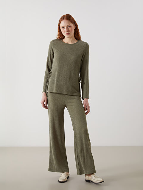 LCW Comfort Beli Lastikli Dokulu Kadın Pantolon - S5N502Z8-DPR