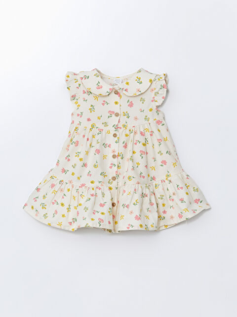 LCW baby Bebe Yaka Çiçekli Kız Bebek Elbise - S5N511Z1-LRB