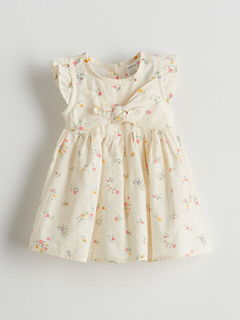 LCW baby Bisiklet Yaka Çiçekli Kız Bebek Elbise - S5N520Z1-LRA