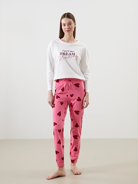 LCW DREAM Beli Lastikli Desenli Kadın Jogger Pijama Alt - S5N559Z8-LT4