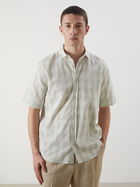 LCW Vision Regular Fit Kısa Kollu Ekose Erkek Gömlek - S5N566Z8-LME