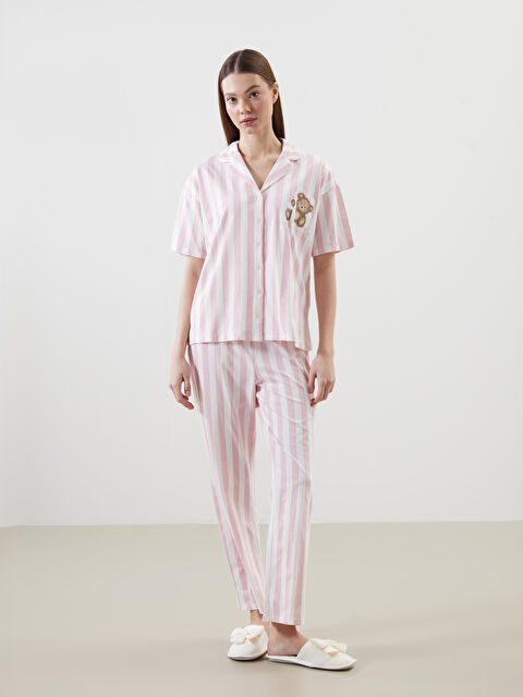 LCW Young Gömlek Yaka Baskılı Kadın Pijama Takımı - S5N567Z8-LRA