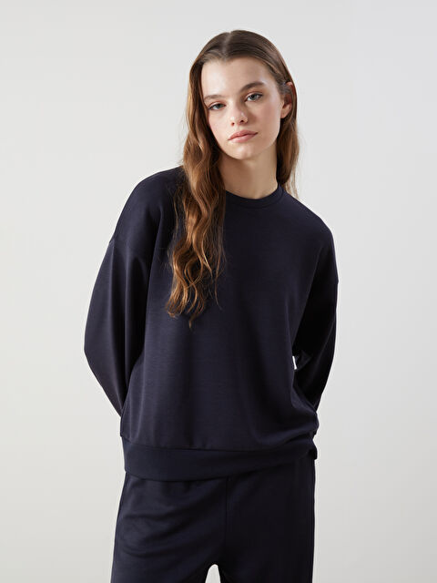 XSIDE Bisiklet Yaka Oversize Kadın Sweatshirt - S5N581Z8-CYJ