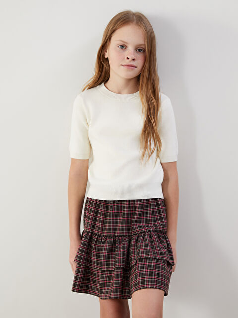 LCW Kids Bisiklet Yaka Kısa Kollu Kız Çocuk Triko Kazak - S5N590Z4-FES