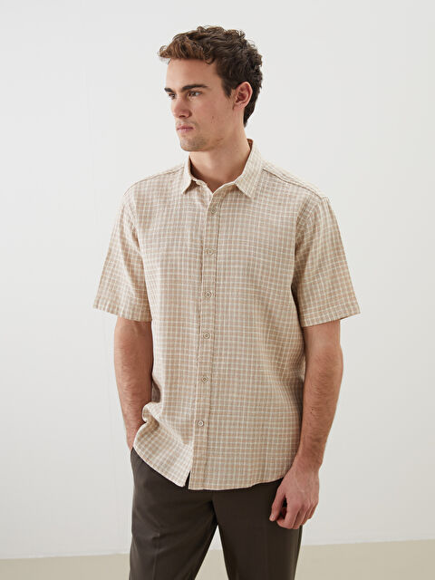 LCW Vision Regular Fit Kısa Kollu Ekose Erkek Gömlek - S5N607Z8-LKQ