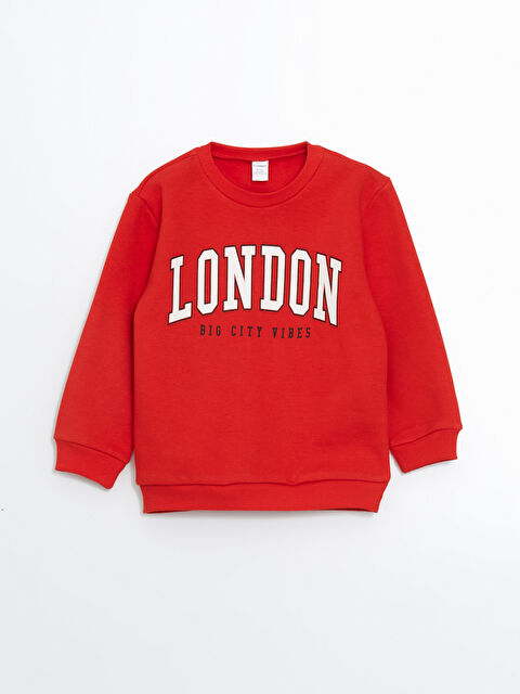 LCW Kids Bisiklet Yaka Baskılı Erkek Çocuk Kalın Sweatshirt - S5N613Z1-HBH