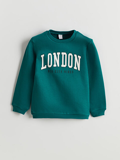 LCW Kids Bisiklet Yaka Baskılı Erkek Çocuk Kalın Sweatshirt - S5N613Z1-HKU