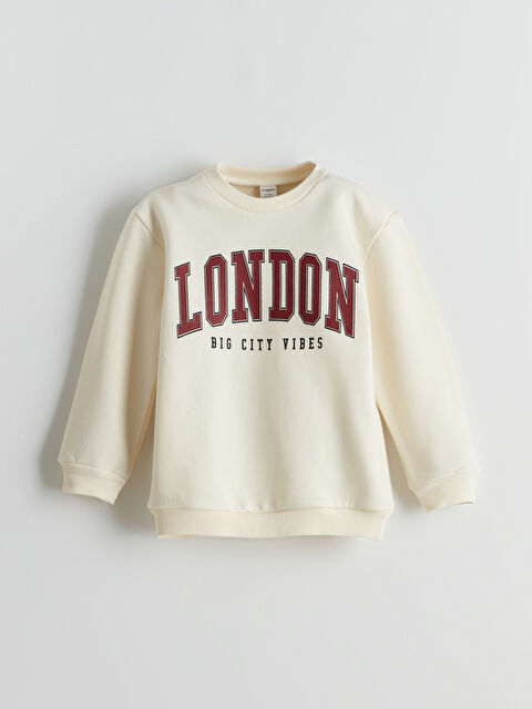 LCW Kids Bisiklet Yaka Baskılı Erkek Çocuk Kalın Sweatshirt - S5N613Z1-QVK