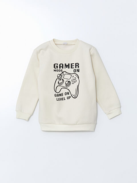 LCW Kids Bisiklet Yaka Baskılı Erkek Çocuk Kalın Sweatshirt - S5N657Z1-FDU