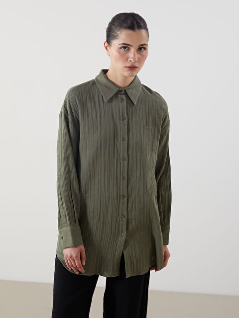 LCW Modest Dokulu Oversize Kadın Gömlek Tunik - S5N685Z8-CRR