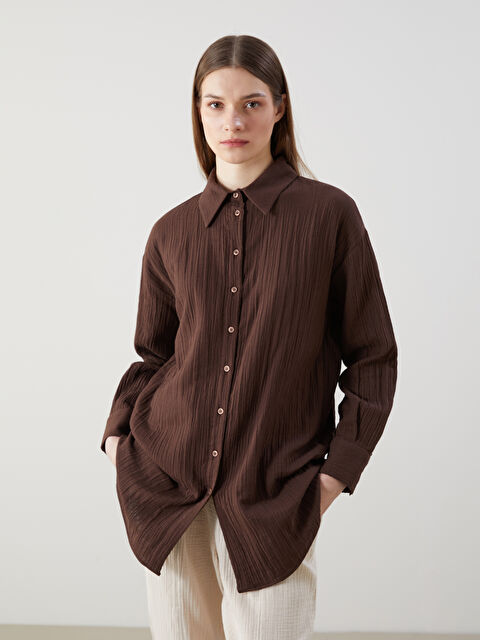 LCW Modest Dokulu Oversize Kadın Gömlek Tunik - S5N685Z8-F8C