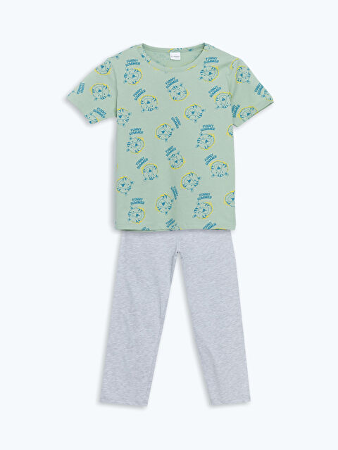 LCW Kids Bisiklet Yaka Erkek Çocuk Pijama Takımı - S5N709Z4-LRK