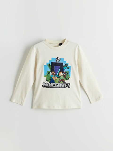 LCW Kids Bisiklet Yaka Minecraft Baskılı Erkek Çocuk Tişört - S5N717Z1-QVK