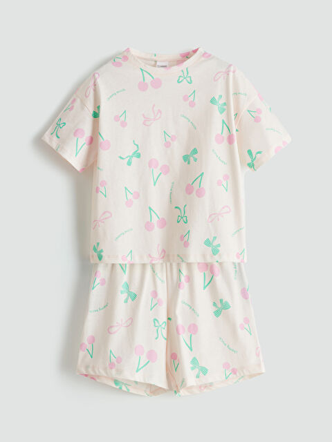 LCW Kids Bisiklet Yaka Kız Çocuk Şortlu Pijama Takımı - S5N720Z4-LT6