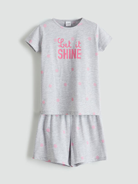 LCW Kids Bisiklet Yaka Kız Çocuk Şortlu Pijama Takımı - S5N735Z4-998