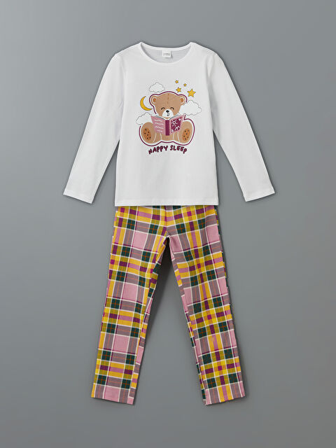 LCW Kids Bisiklet Yaka Kız Çocuk Pijama Takımı - S5N738Z4-FDU