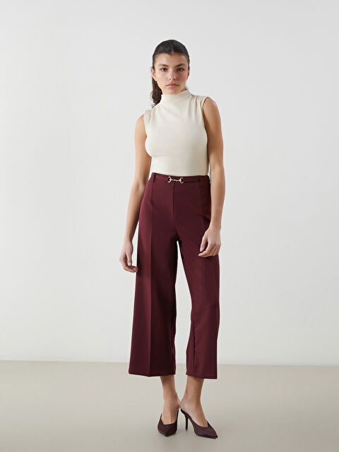 LCW Vision Beli Fermuarlı Geniş Paça Kadın Pantolon - S5N773Z8-HQT