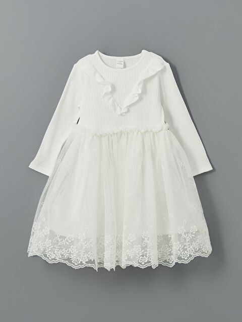 LCW Kids Bisiklet Yaka Tütü Kız Çocuk Elbise - S5N782Z1-R9J