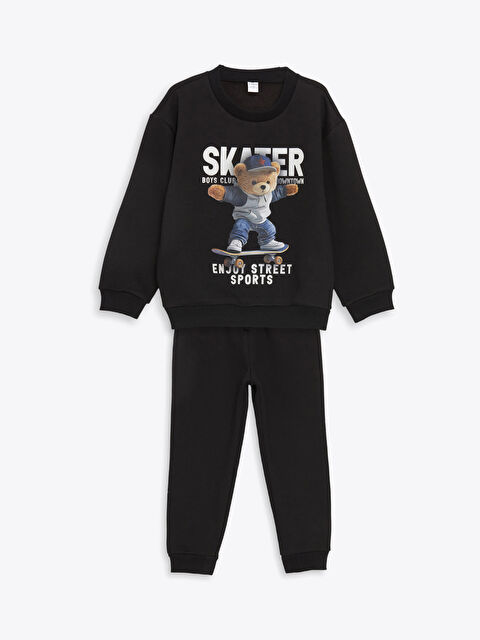 LCW Kids Komplet Trenerka za Dečake sa Printom Mede i Pantalone 2 Komada - S5N785Z1-CVL