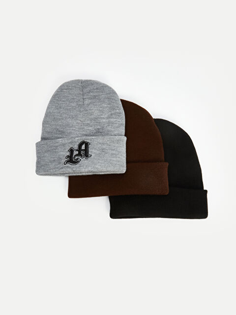 LCW ACCESSORIES Nakışlı Erkek Bere Seti 3'lü - S5N796Z8-CVL