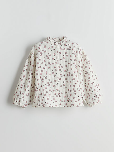 LCW Kids Dik Yaka Çiçekli Kız Çocuk Gömlek - S5N825Z1-LRA