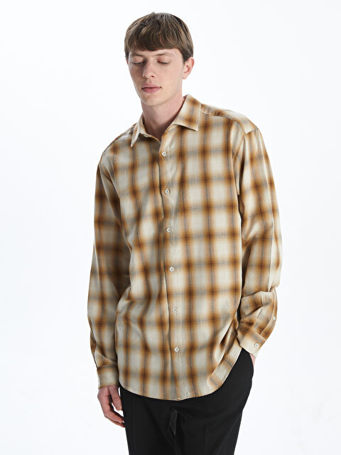 LCW Vision Regular Fit Uzun Kollu Ekose Gabardin Erkek Gömlek - S5N830Z8-LKQ