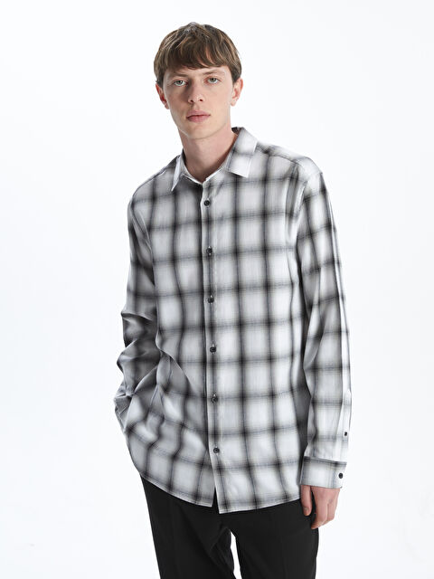 LCW Vision Regular Fit Uzun Kollu Ekose Gabardin Erkek Gömlek - S5N830Z8-LKX