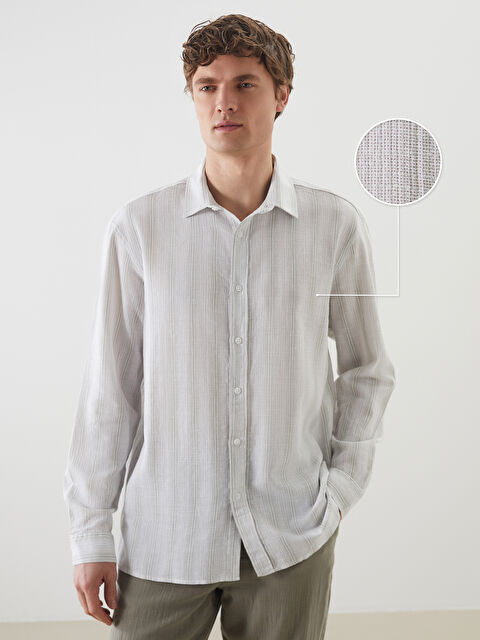 LCW Vision Regular Fit Uzun Kollu Çizgili Erkek Dokulu Gömlek - S5N831Z8-LFT