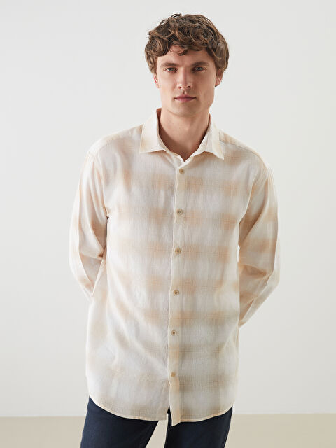 LCW Vision Regular Fit Uzun Kollu Ekose Poplin Erkek Gömlek - S5N832Z8-LKQ