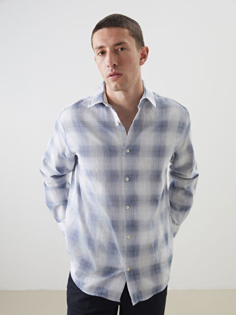 LCW Vision Regular Fit Uzun Kollu Ekose Poplin Erkek Gömlek - S5N832Z8-LLC